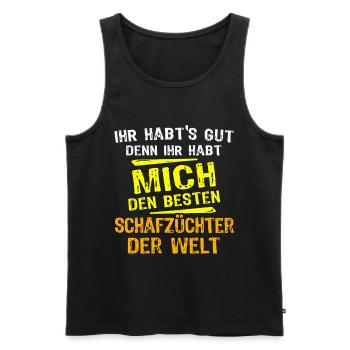 Sheep Farmer Gift - Men's Premium Organic Tank Top - black - Front - AI Model Male 178 light (178cm)