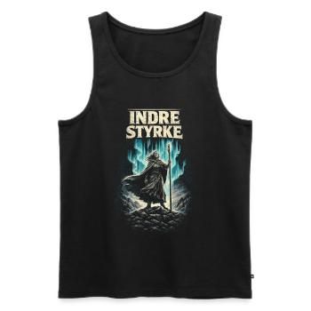 Indre Styrke viking scandinave - Débardeur bio Premium Homme - noir - Devant - AI Model Male 178 light (178cm)