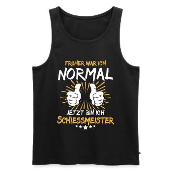 Shooting Master Saying - Men's Premium Organic Tank Top - black - Front - AI Model Male 178 light (178cm)