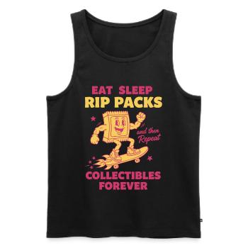 Eat Sleep Rip Packs Repeat Collectibles Forever - Men's Premium Organic Tank Top - black - Front - AI Model Male 178 light (178cm)