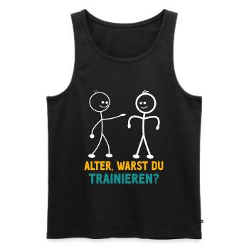 Stick Figure ÉTIEZ-VOUS EN TRAIN DE VOUS ENTRAÎNER DRÔLE - Débardeur bio Premium Homme - noir - Devant - Michal (187cm)