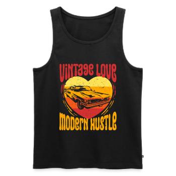 Car Restoration Vintage Love - Men's Premium Organic Tank Top - black - Front - Michal (187cm)