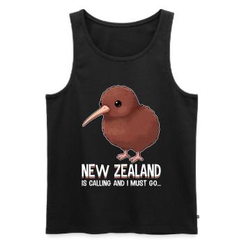 La Nouvelle-Zélande m’appelle et je dois y aller Kiwi - Débardeur bio Premium Homme - noir - Devant - Michal (187cm)