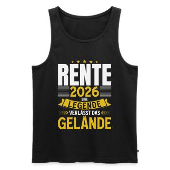 Pension Gift Man Retraite retraite 2026 Drôle - Débardeur bio Premium Homme - noir - Devant - AI Model Male 178 light (178cm)