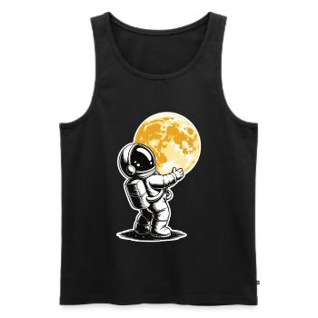 Astronaut Shirt – Moon Hug - Men's Premium Organic Tank Top - black - Front - Michal (187cm)