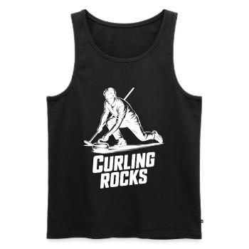 Curling Rocks Winter Sports Silhouette Man - Débardeur bio Premium Homme - noir - Devant - AI Model Male 178 light (178cm)