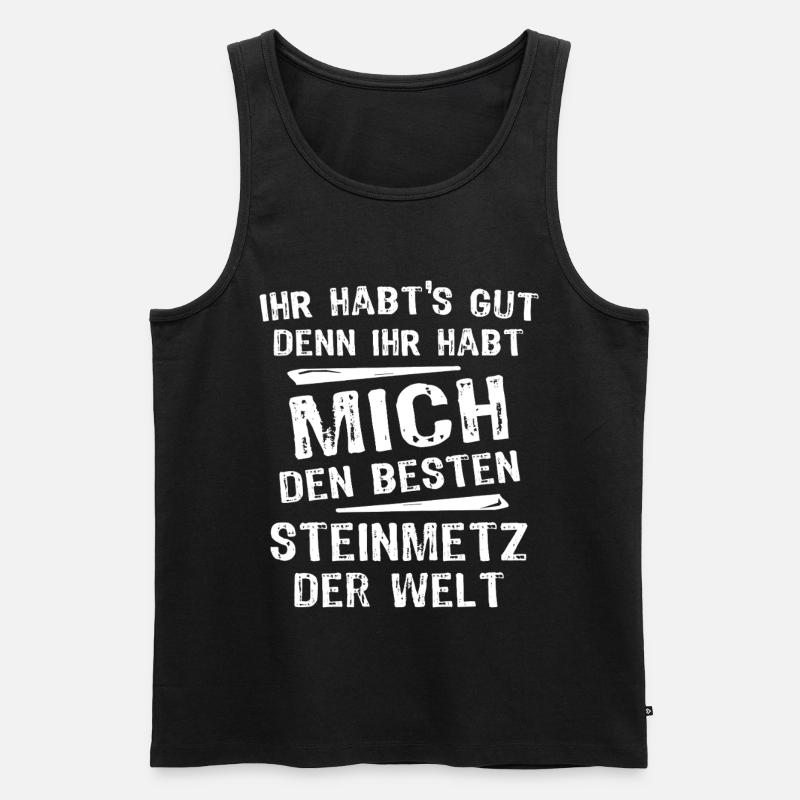 Steinmetz - Männer Premium Bio Tank Top - Schwarz