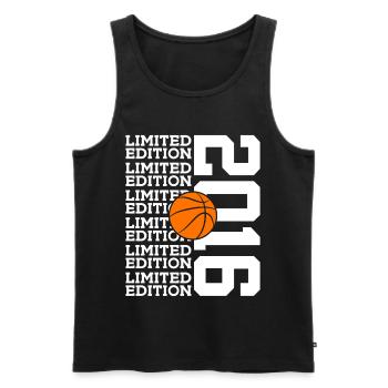 LIMITED EDITION 2016 BASKETBALL 10. GEBURTSTAG - Männer Premium Bio Tank Top - Schwarz - Vorne - AI Model Male 178 light (178cm)