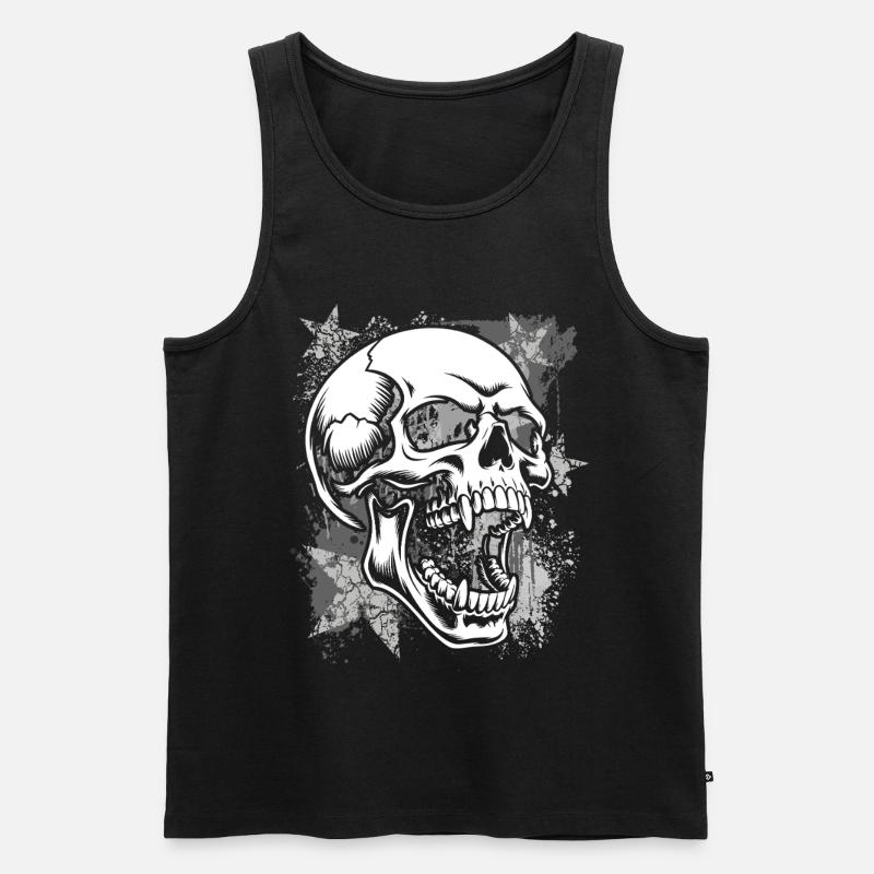 Grunge Schädel Farbspritzer - Männer Premium Bio Tank Top - Schwarz