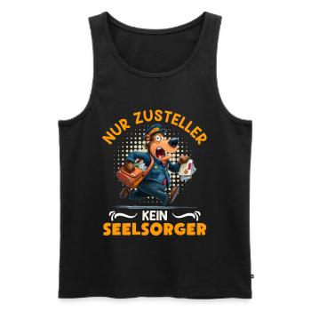 Postbote NUR ZUSTELLER KEIN SEELSORGER Lustig - Männer Premium Bio Tank Top - Schwarz - Vorne - Michal (187cm)