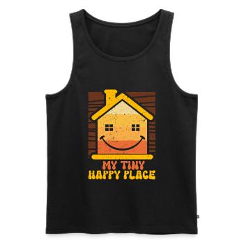Tiny House Mon petit endroit heureux - Débardeur bio Premium Homme - noir - Devant - AI Model Male 178 light (178cm)