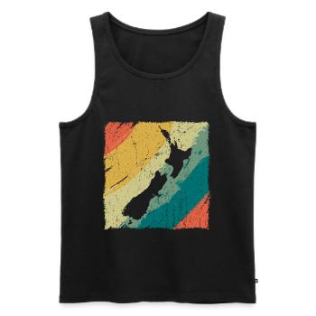New Zealand Land Map Retro Logo Vintage NZ - Men's Premium Organic Tank Top - black - Front - AI Model Male 178 light (178cm)