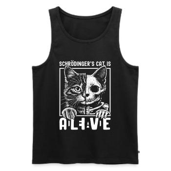 Le chat de Schrödinger vivant et mort - Débardeur bio Premium Homme - noir - Devant - Michal (187cm)