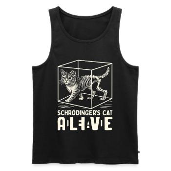 Le chat de Schrödinger vivant et mort - Débardeur bio Premium Homme - noir - Devant - Michal (187cm)