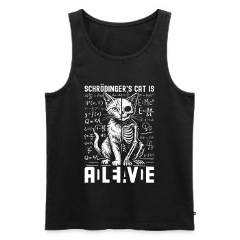 Le chat de Schrödinger vivant et mort - Débardeur bio Premium Homme - noir - Devant - Michal (187cm)
