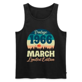 Vintage March 1966 60 Year Anniversary Gift - Men's Premium Organic Tank Top - black - Front - AI Model Male 178 light (178cm)