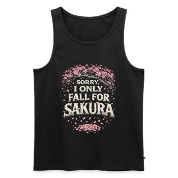Cherry Blossoms Cherry Blossom I Only Fall For Sakura - Men's Premium Organic Tank Top - black - Front - Michal (187cm)