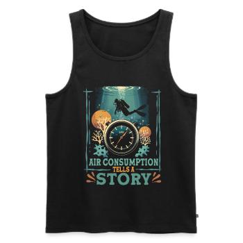 Diver Recreational Diving Air Consumption Tells A Story - Men's Premium Organic Tank Top - black - Front - AI Model Male 178 light (178cm)