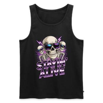 T-shirt Retro Skull – Conception néon - Débardeur bio Premium Homme - noir - Devant - AI Model Male 178 light (178cm)