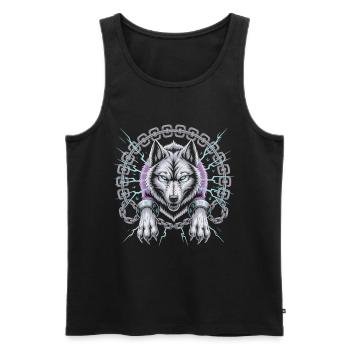 T-shirt Nordic Wolf – Runes & Colliers - Débardeur bio Premium Homme - noir - Devant - Michal (187cm)
