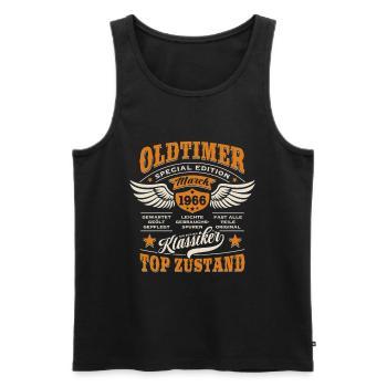 Oldtimer March 1966 - Geburtstag - Geschenk - Männer Premium Bio Tank Top - Schwarz - Vorne - AI Model Male 178 light (178cm)
