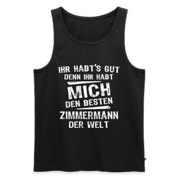 Zimmermann - Männer Premium Bio Tank Top - Schwarz - Vorne - AI Model Male 178 light (178cm)