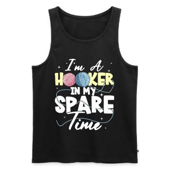 In Meiner Freizeit Bin Ich Eine Nutte Und Häkele - Men's Premium Organic Tank Top - black - Front - AI Model Male 178 light (178cm)