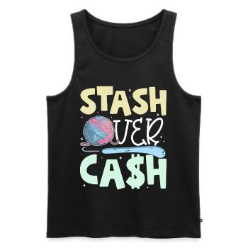 Stash Over Cash Crochet - Men's Premium Organic Tank Top - black - Front - AI Model Male 178 light (178cm)