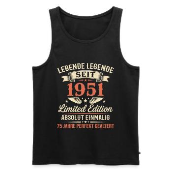 75e anniversaire 1951 Legend Vintage Gift - Débardeur bio Premium Homme - noir - Devant - Michal (187cm)