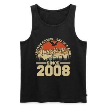 2008 Vintage Vintage Anniversaire Rétro Cadeau - Débardeur bio Premium Homme - noir - Devant - Michal (187cm)