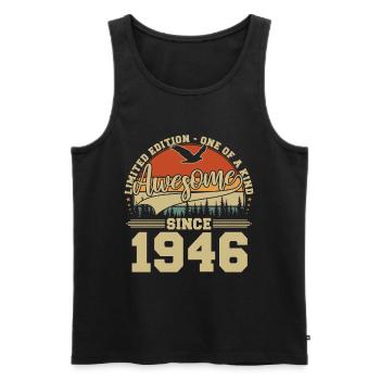 1946 Vintage Vintage Birthday Retro Gift - Men's Premium Organic Tank Top - black - Front - Michal (187cm)