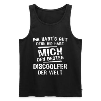 Discgolfer - Männer Premium Bio Tank Top - Schwarz - Vorne - AI Model Male 178 light (178cm)
