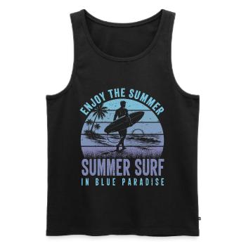 Enjoy the Summer Summer Surf In Blue Paradise - Männer Premium Bio Tank Top - Schwarz - Vorne - AI Model Male 178 light (178cm)