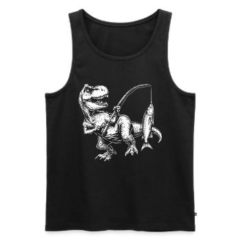 Angeln Fischer Dinosaurier Herren Jungen Angler - Männer Premium Bio Tank Top - Schwarz - Vorne - Michal (187cm)