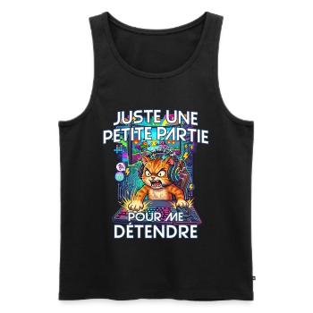 Gamer humour jeux vidéo console gaming chat énervé - Débardeur bio Premium Homme - noir - Devant - AI Model Male 178 light (178cm)