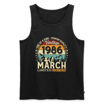 Cadeau de 40e anniversaire Mari Vintage mars 1986 - Débardeur bio Premium Homme - noir - Devant - Michal (187cm)