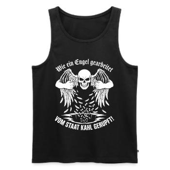 Wie Ein Engel Gearbeitet Vom Staat Kahl Gerupft - Männer Premium Bio Tank Top - Schwarz - Vorne - AI Model Male 178 light (178cm)