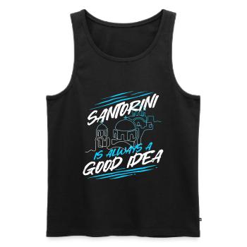 Santorini Is Always A Good Idea - Männer Premium Bio Tank Top - Schwarz - Vorne - Michal (187cm)