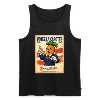 Votez la Carotte – Humour Politique Vintage Rétro - Débardeur bio Premium Homme - noir - Devant - Michal (187cm)