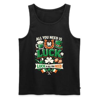 St Patrick's Day | All You Need Is Luck - Men's Premium Organic Tank Top - black - Front - Michal (187cm)