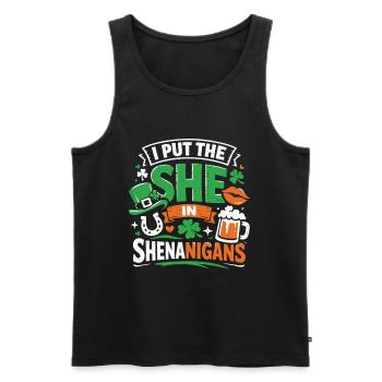 I put the She in Shenanigans | St. Patrick's Day - Männer Premium Bio Tank Top - Schwarz - Vorne - Michal (187cm)