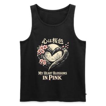 Cherry Blossom Sakura Cherry Blossom - Men's Premium Organic Tank Top - black - Front - AI Model Male 178 light (178cm)