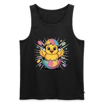 Cute Easter Chick in Egg Shirt - Men's Premium Organic Tank Top - black - Front - AI Model Male 178 light (178cm)