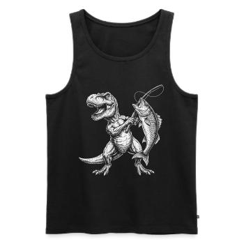 Angeln Fischer Dinosaurier Jungen Herren Angler - Männer Premium Bio Tank Top - Schwarz - Vorne - Michal (187cm)