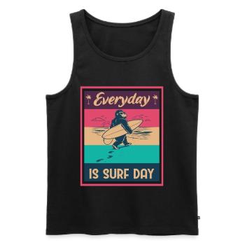 Chaque jour EST JOUR SURF des ambiances Gorilla Surfer Beach - Débardeur bio Premium Homme - noir - Devant - Michal (187cm)