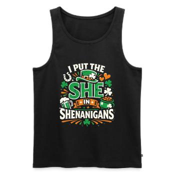 I put the She in Shenanigans | St. Patrick's Day - Männer Premium Bio Tank Top - Schwarz - Vorne - Michal (187cm)