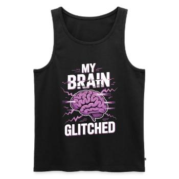 Funny Nerd T-Shirt My Brain Glitched - Men's Premium Organic Tank Top - black - Front - AI Model Male 178 light (178cm)