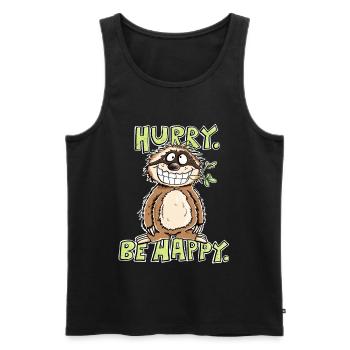Hurry Be Happy Sloth - Men's Premium Organic Tank Top - black - Front - AI Model Male 178 light (178cm)
