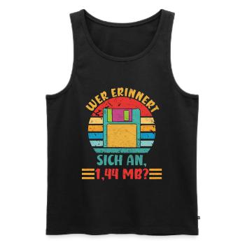 Coder WER ERINNERT SICH AN 1.44 MB? LUSTIG - Débardeur bio Premium Homme - noir - Devant - Michal (187cm)
