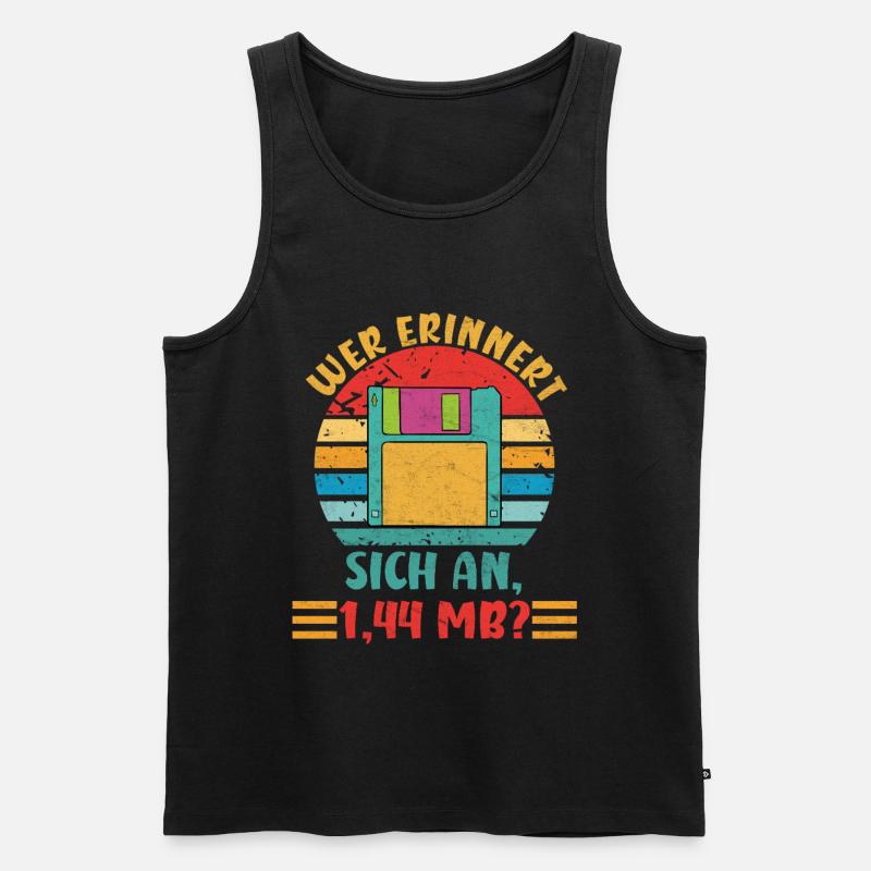 Coder WHO REMEMBERS 1.44 MB? FUNNY - Men's Premium Organic Tank Top - black